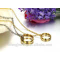 Bela jóia elegante círculo de ouro aço inoxidável correspondência colar de amor